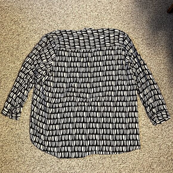 Rock Flower Paper Womens Top Size XL Black & White Collared Office Workwear - Picture 4 of 7